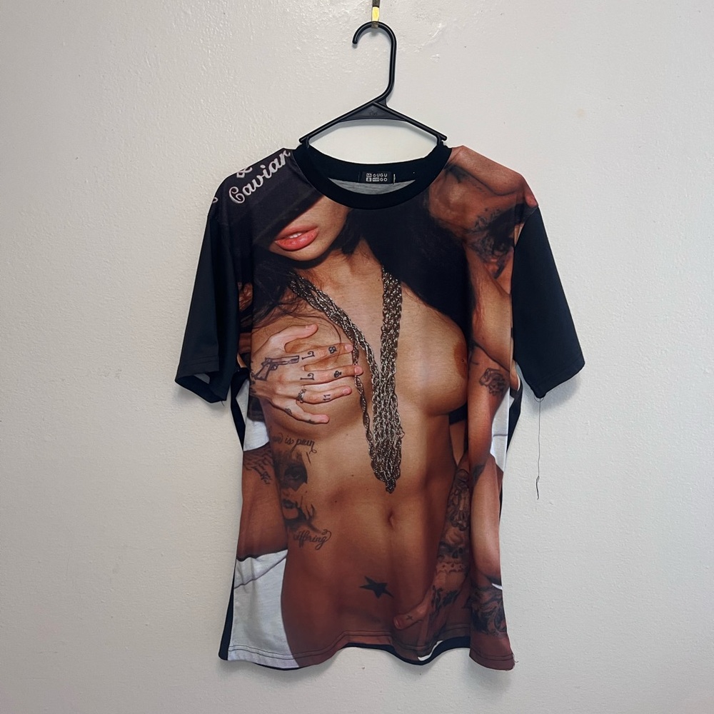 GUGU & OGO Black Tee with White Neck Trim